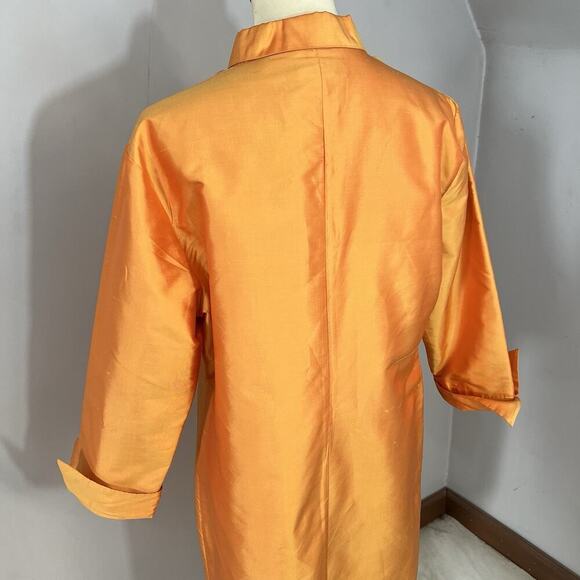 Vintage Silk Orange Womens Long Evening Jacket Large Dressy Lightweight Taffeta - Picture 7 of 15